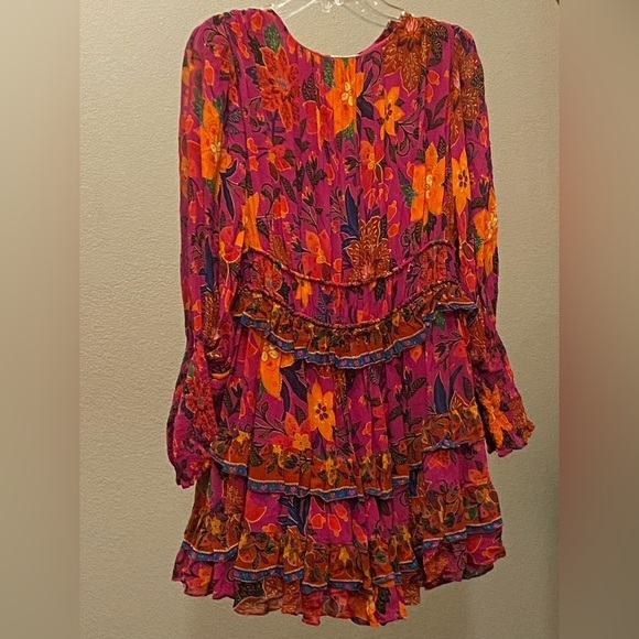 FARM RIO Tropical Tapestry Long-Sleeve Minidress Size M - Picture 13 of 16